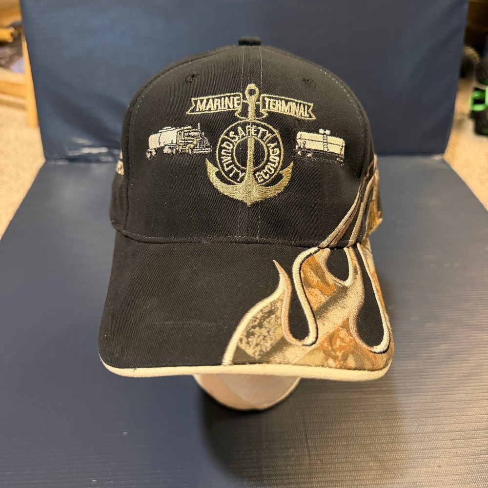 Marine Terminal Safety Truck Hat Black Camo Flame Logo Anchor Decal Company Cap